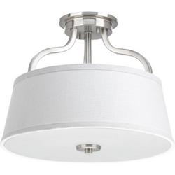 100W 2-Light Semi-Flush Mount Ceiling Fixture with Medium E-26 Base in Brushed Nickel