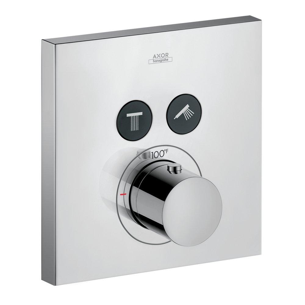 AXOR Polished Chrome Square Thermostatic 2-Function Trim with Single Lever Handle 