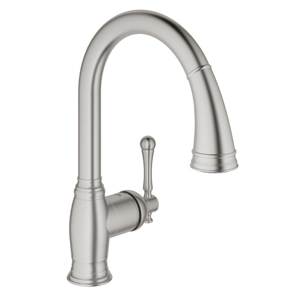 GROHE SuperSteel Infinity&trade; Single Handle Pull Out Kitchen Faucet 
