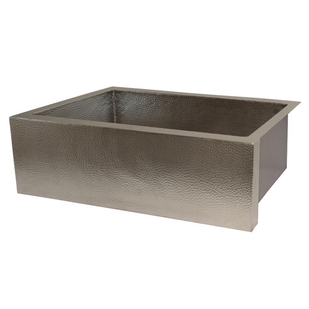 Native Trails Brushed Nickel 33 x 22 in. Copper Single Bowl Farmhouse Kitchen Sink 