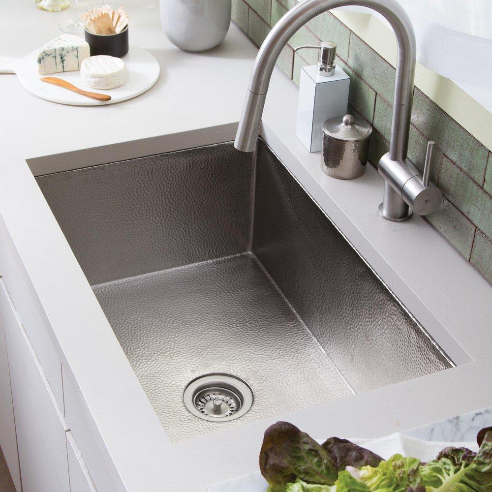 Native Trails Brushed Nickel 30 x 18-1/2 in. No Hole Copper Single Bowl Undermount Kitchen Sink 