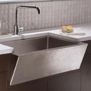 Native Trails Brushed Nickel 33 x 22 in. No Hole Copper Single Bowl Apron Front Kitchen Sink 