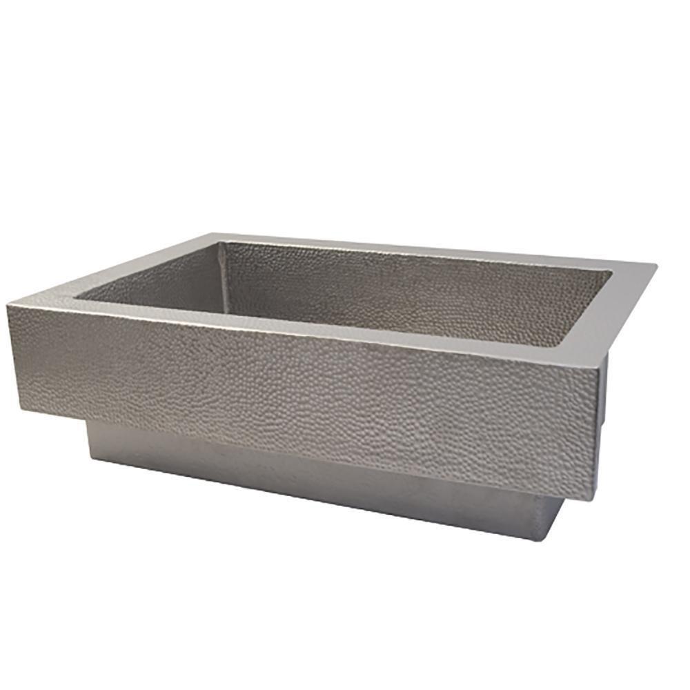 Native Trails Brushed Nickel 33 x 22 in. Copper Single Bowl Farmhouse Kitchen Sink 