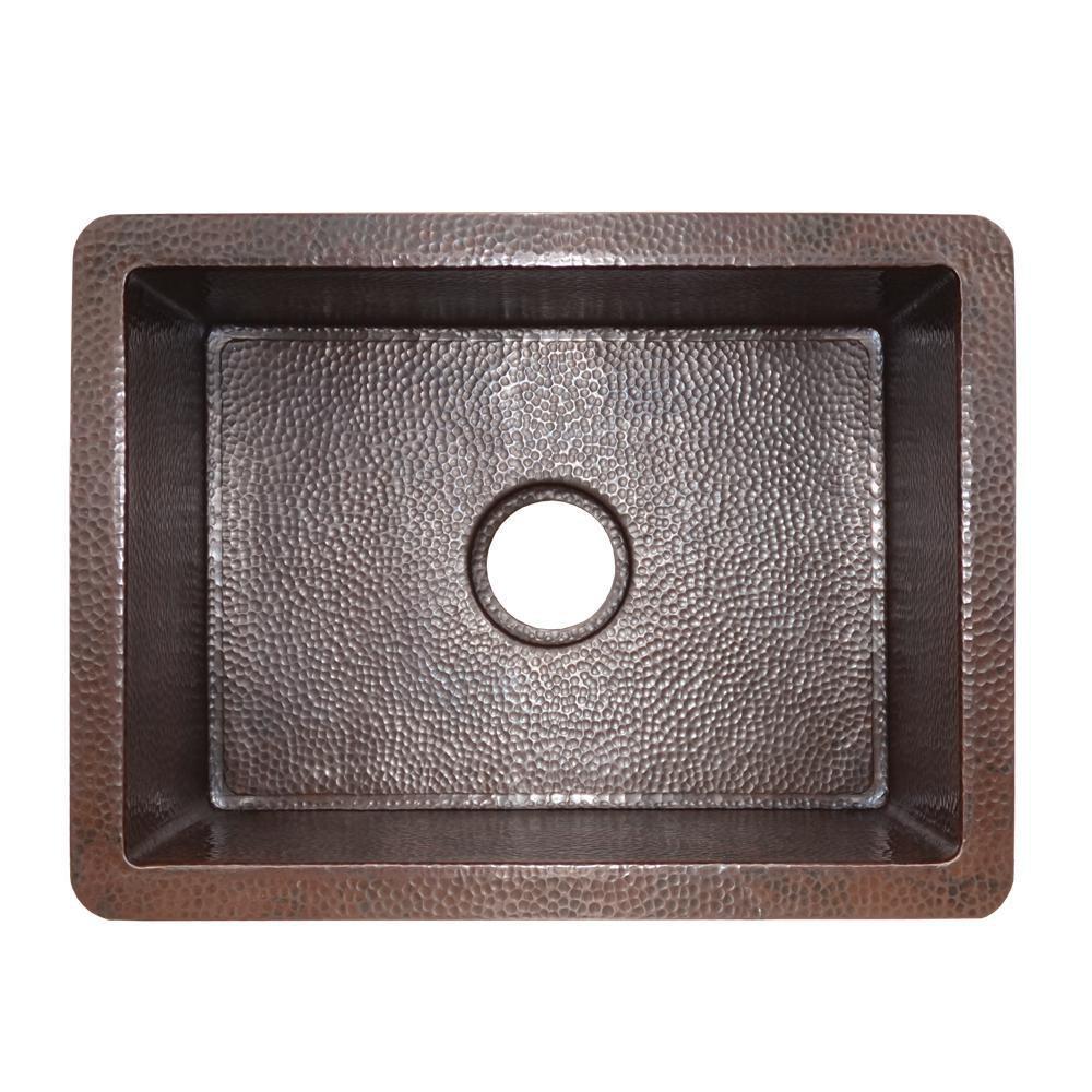 Native Trails Antique Copper 21-1/2 x 16 in. No Hole Copper Single Bowl Undermount Kitchen Sink 