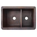 33 x 21 in. No Hole Copper Double Bowl Undermount Kitchen Sink in Antique Copper