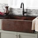 Native Trails Antique Copper 33 x 22 in. Copper Double Bowl Farmhouse Kitchen Sink 