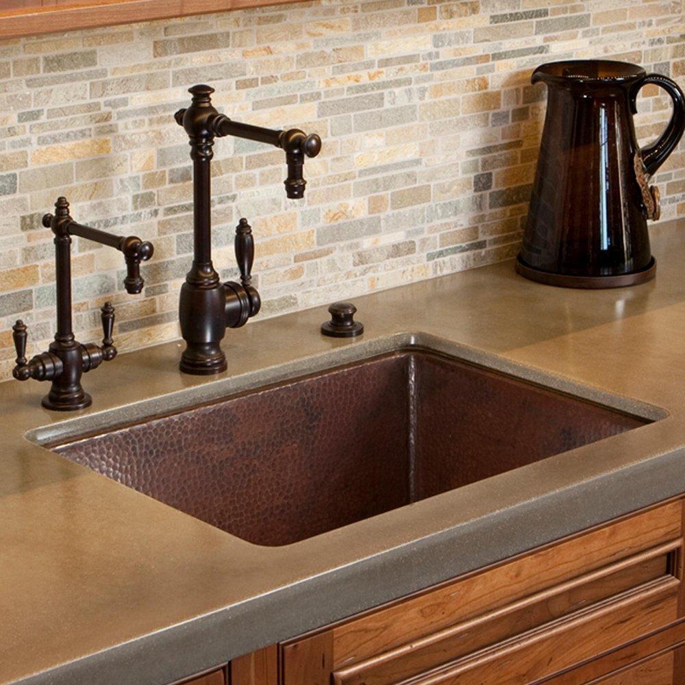 Native Trails Antique Copper 24 x 18 in. No Hole Copper Single Bowl Undermount Kitchen Sink 