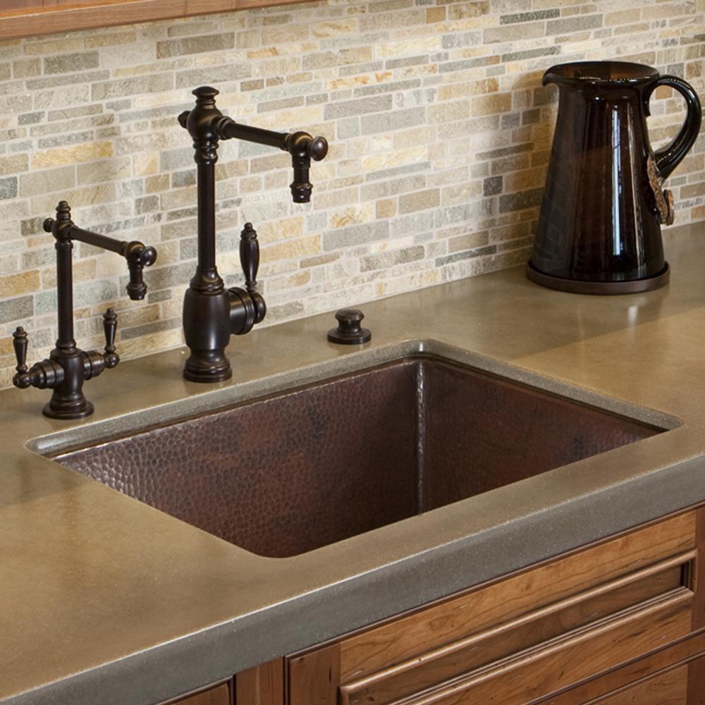 Native Trails Antique Copper 24 x 18 in. No Hole Copper Single Bowl Undermount Kitchen Sink 