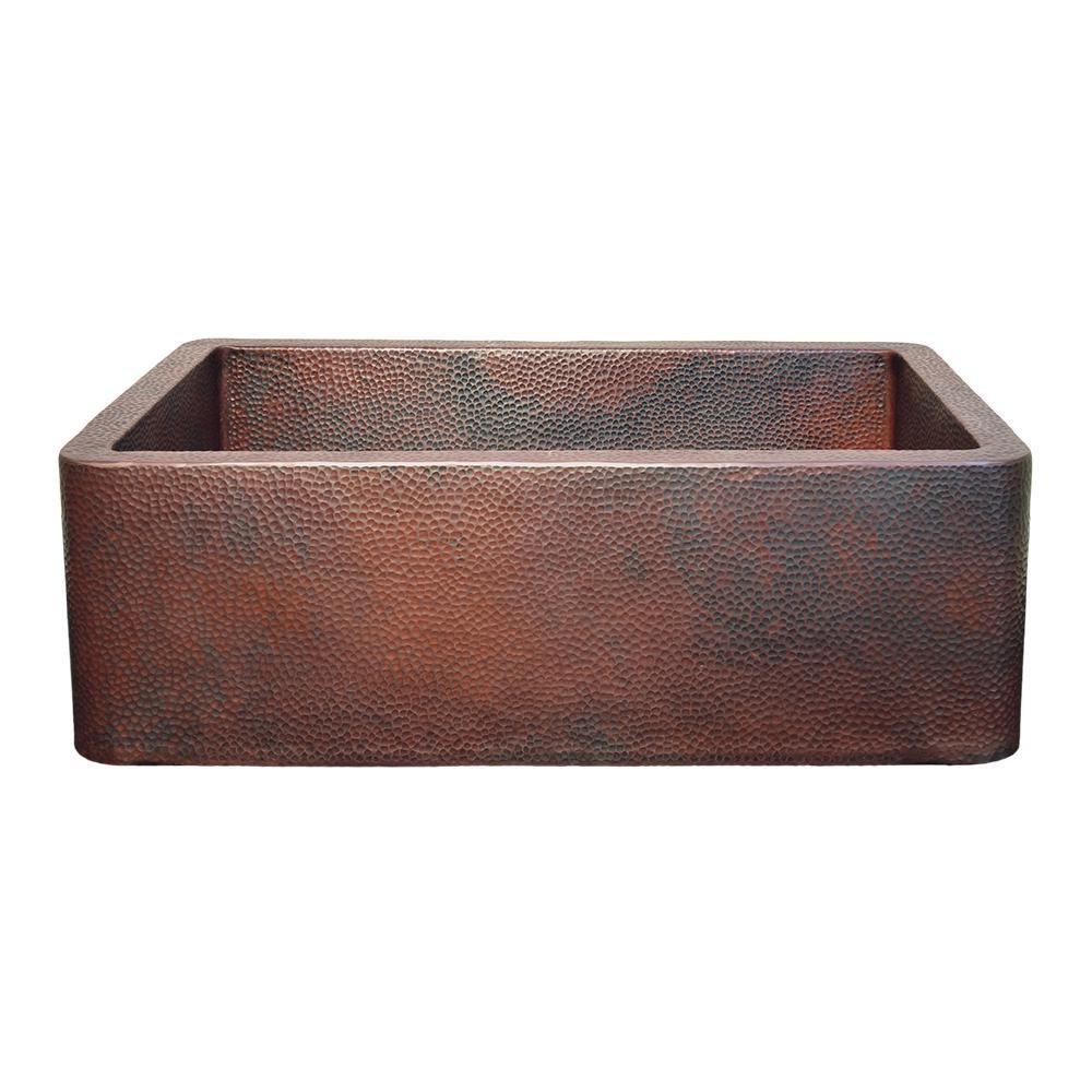 Native Trails Antique Copper 30 x 18-1/2 in. Copper Single Bowl Farmhouse Kitchen Sink 