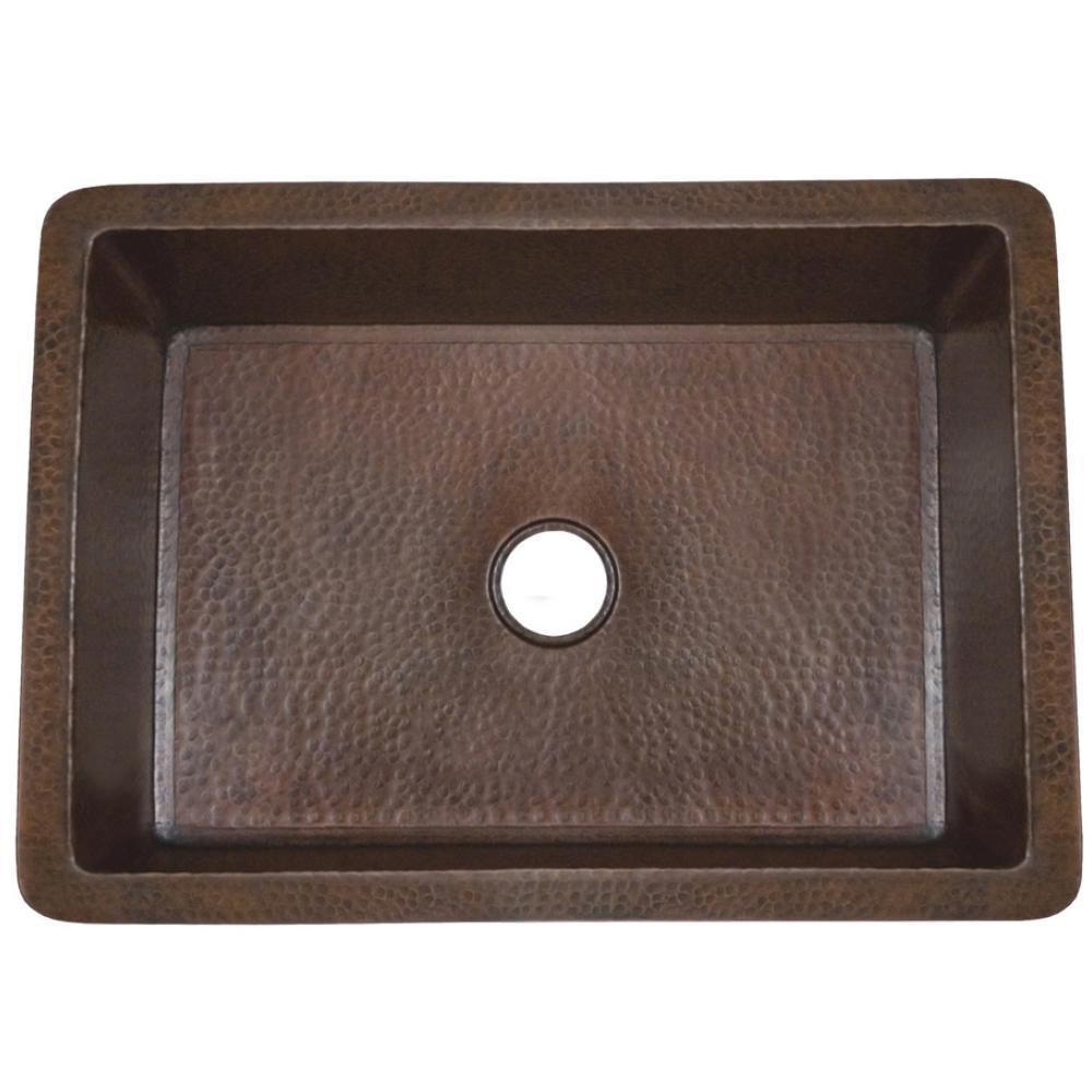 Native Trails Antique Copper 30 x 18-1/2 in. No Hole Copper Single Bowl Undermount Kitchen Sink 