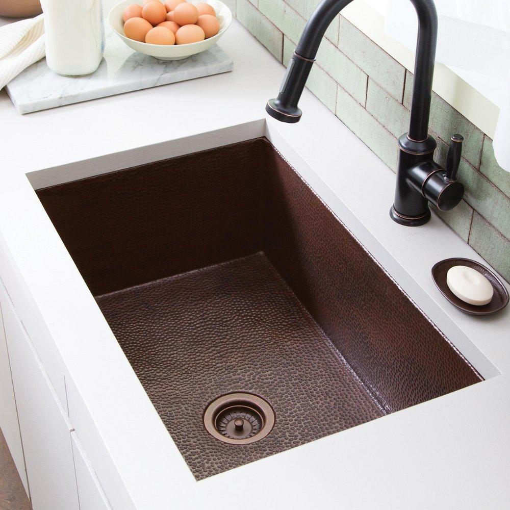 Native Trails Antique Copper 30 x 18-1/2 in. No Hole Copper Single Bowl Undermount Kitchen Sink 