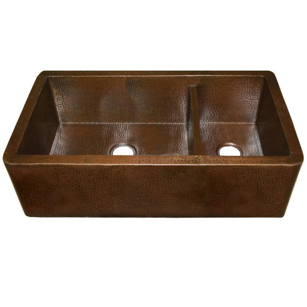Native Trails Antique Copper 40 x 22 in. Copper Double Bowl Farmhouse Kitchen Sink 