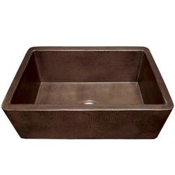 33 in. Undermount Farmhouse Copper Single Bowl Kitchen Sink in Antique Copper