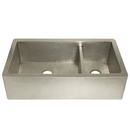 40 x 22 in. No Hole Copper Double Bowl Apron Front Kitchen Sink in Brushed Nickel