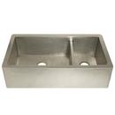 Native Trails Brushed Nickel 40 x 22 in. No Hole Copper Double Bowl Apron Front Kitchen Sink 