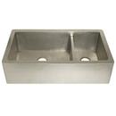 Native Trails Brushed Nickel 40 x 22 in. No Hole Copper Double Bowl Apron Front Kitchen Sink 