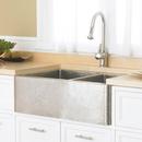 Native Trails Brushed Nickel 33 x 22 in. Copper Double Bowl Farmhouse Kitchen Sink 