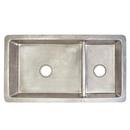 40 x 21 in. No Hole Copper 2 Bowl Undermount Kitchen Sink in Brushed Nickel