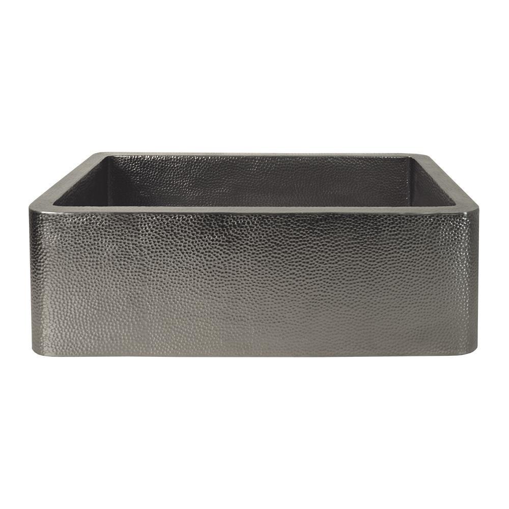 Native Trails Brushed Nickel 30 x 18-1/2 in. Copper Single Bowl Farmhouse Kitchen Sink 