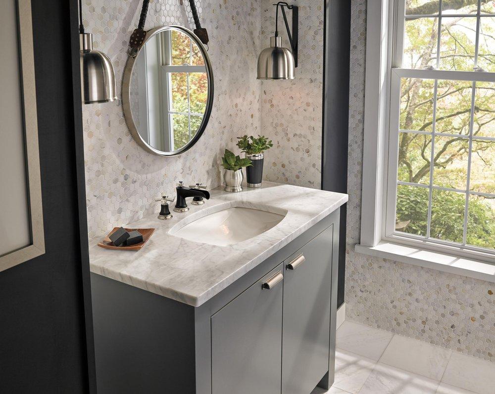 Brizo Luxe Nickel/Matte Black Two Handle Widespread Bathroom Sink Faucet Handles Sold Separately 