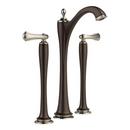 1.2 gpm 3 Hole Deck Mount Bathroom Sink Faucet with Double Lever Handle Widespread Spout in Cocoa Bronze with Polished Nickel
