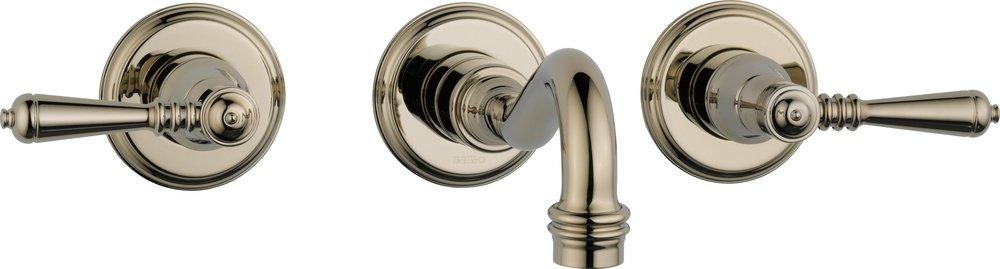Brizo Polished Nickel Two Handle Wall Mount Bathroom Sink Faucet Lever Handle 