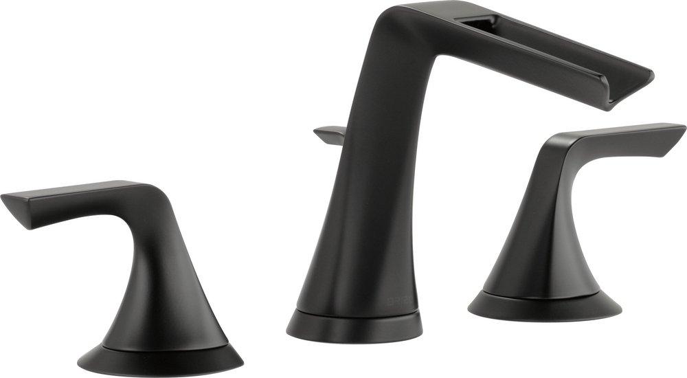 Brizo Matte Black 1.2 gpm Widespread Bathroom Sink Faucet with Channel Spout 