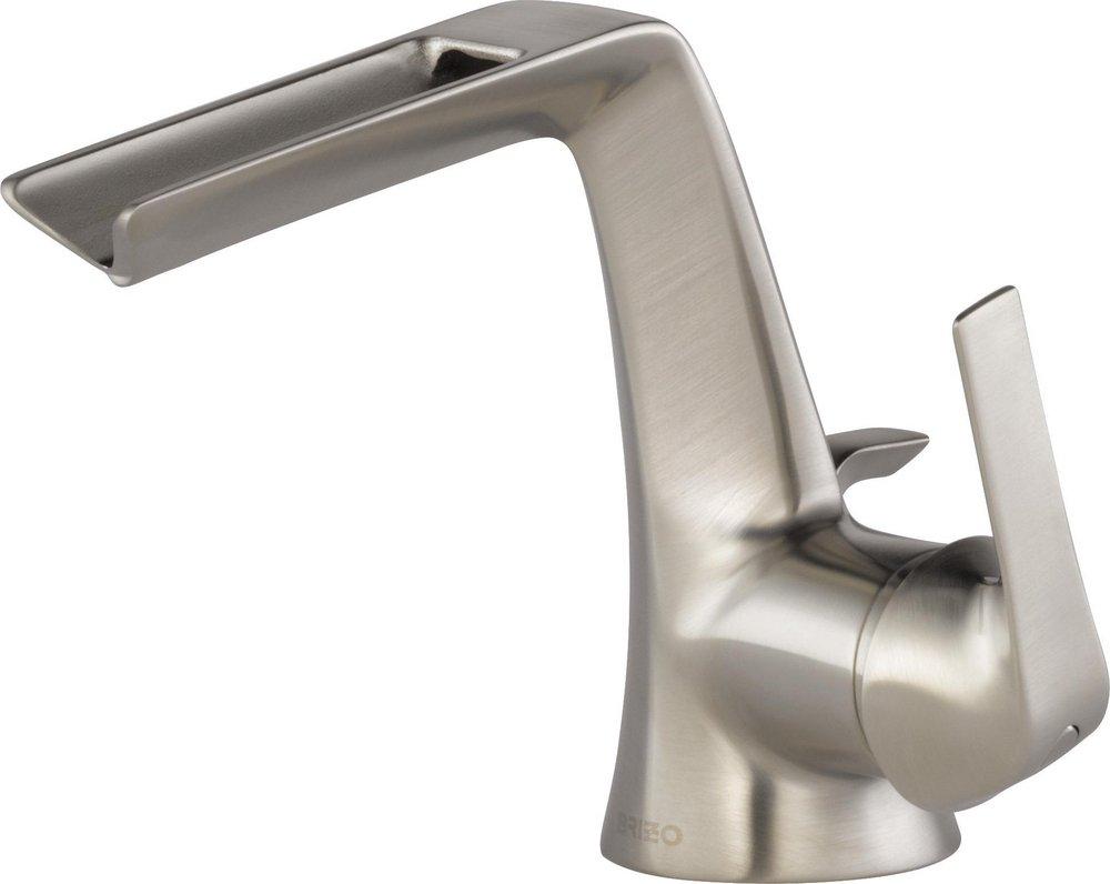Brizo Luxe Nickel Deck Mount Bathroom Sink Faucet with Single Lever Handle and Rigid Spout 