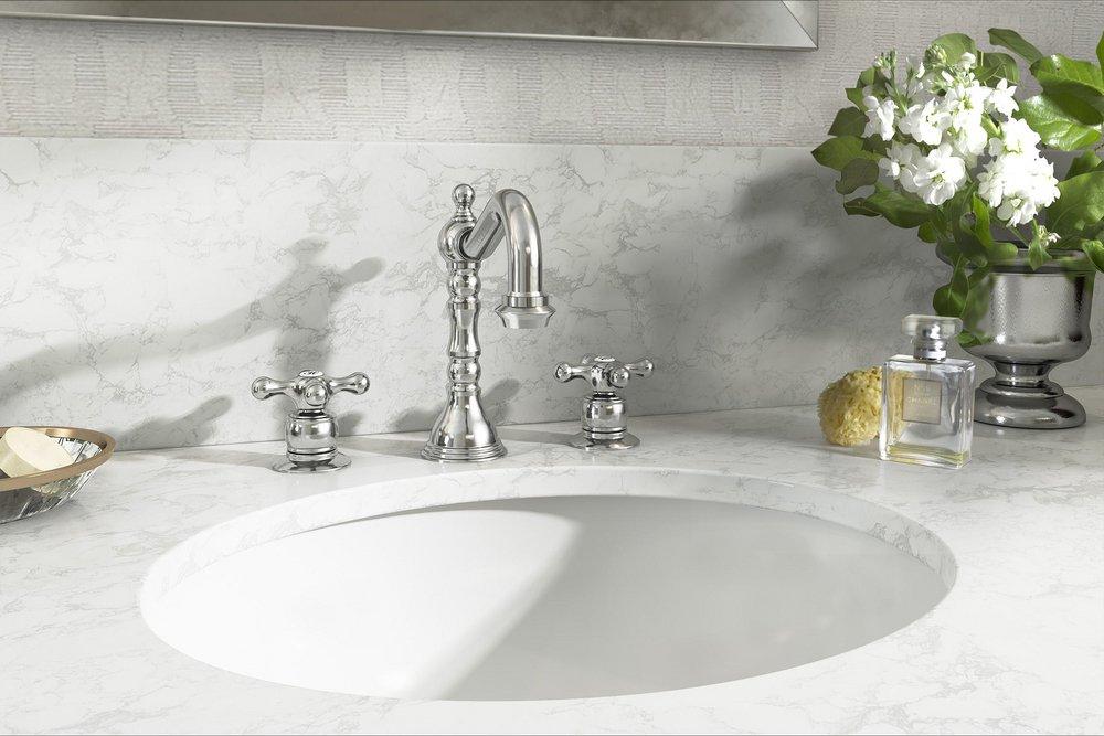 Symmons Industries Polished Chrome Deck Mount Widespread Bathroom Sink Faucet with Double Cross Handle 