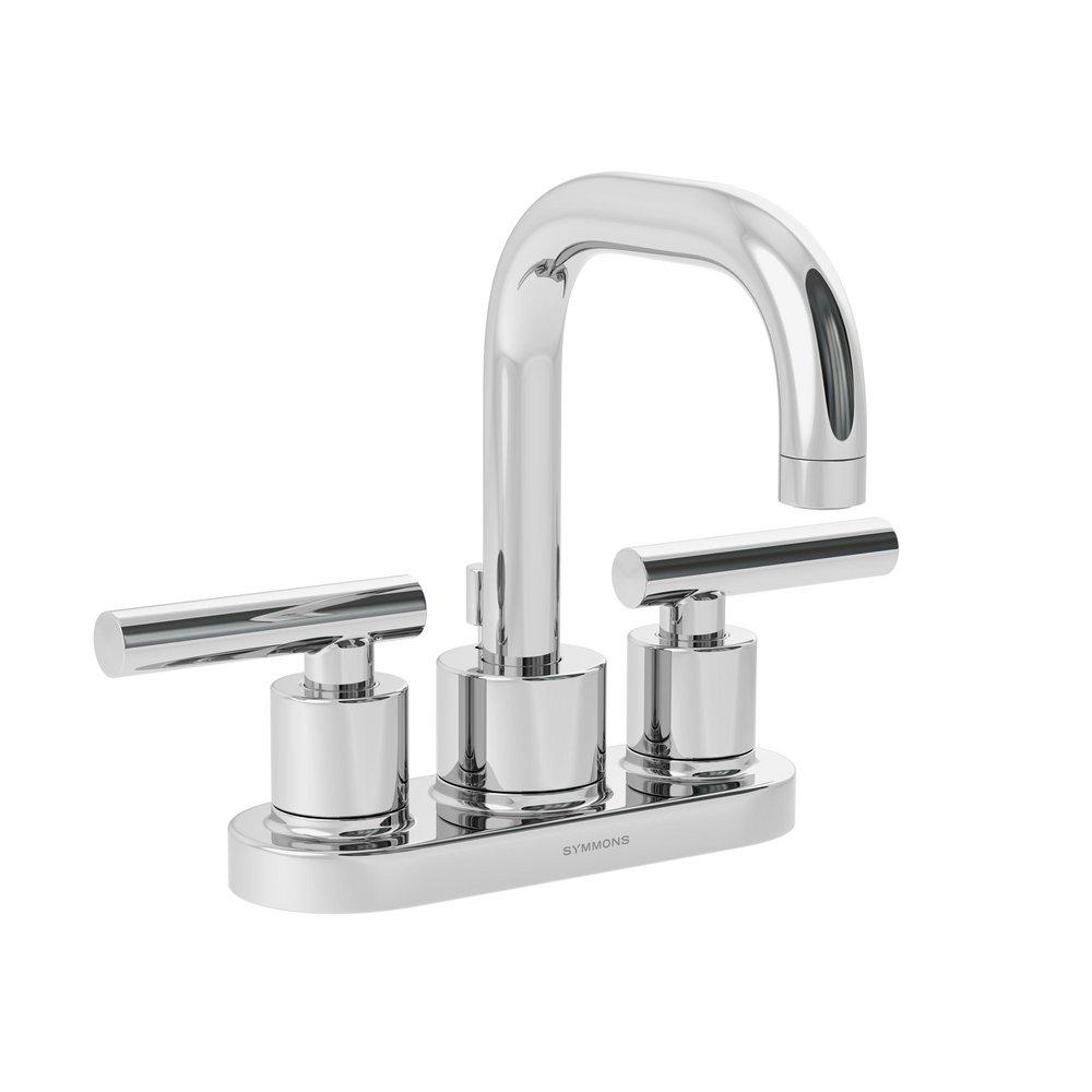 Symmons Industries Polished Chrome Two Handle Centerset Bathroom Sink Faucet Lever Handle 