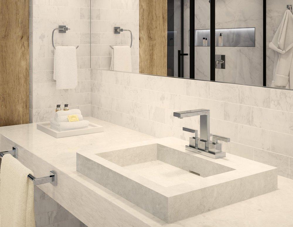 Symmons Industries Polished Chrome Two Handle Centerset Bathroom Sink Faucet 