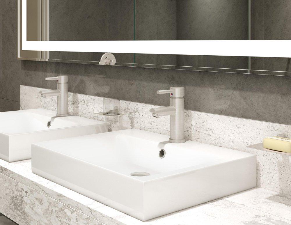 Symmons Industries Satin Nickel Single Handle Widespread Bathroom Sink Faucet 