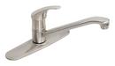 1.5 gpm 3-Hole Deck Mount Kitchen Faucet with Single Lever Handle, 8 in. Center Size, Swing Spout and 8-3/4 in. Reach in Satin Nickel