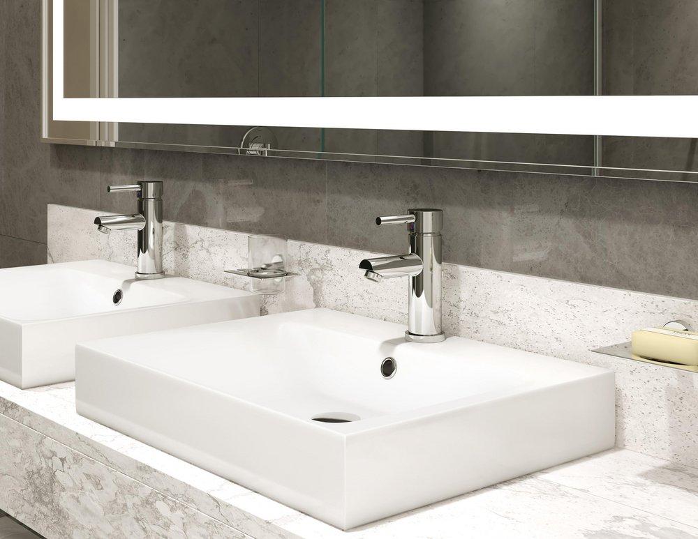 Symmons Industries Polished Chrome Single Handle Widespread Bathroom Sink Faucet 