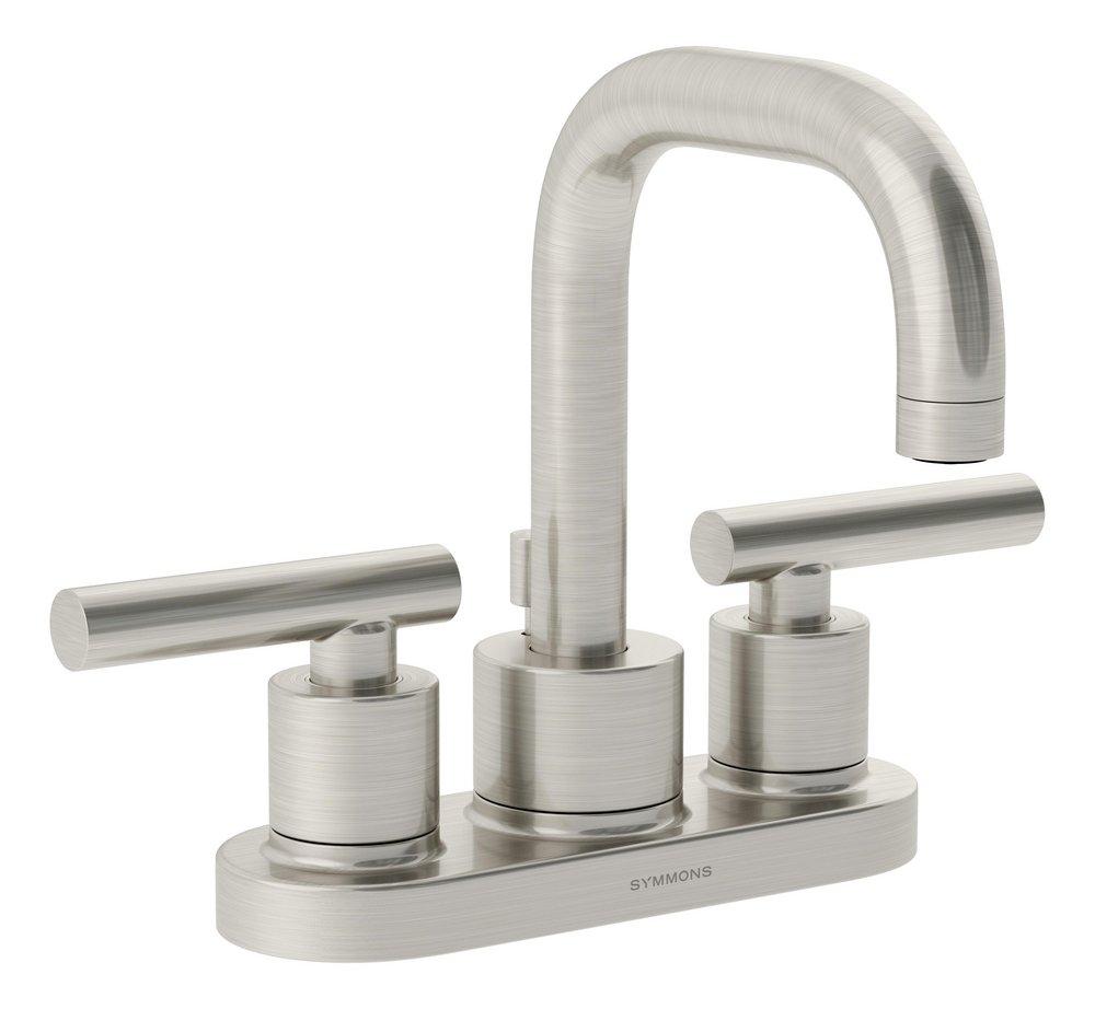 Two Handle Centerset Bathroom Sink Faucet in Satin Nickel 
