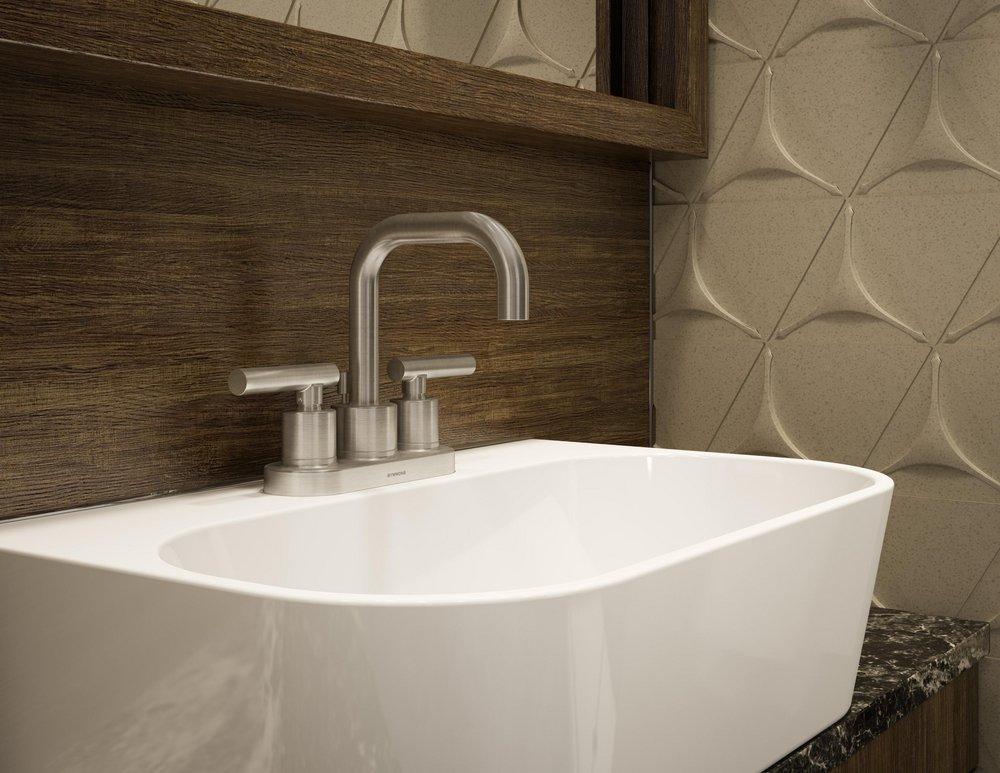 Two Handle Centerset Bathroom Sink Faucet in Satin Nickel 