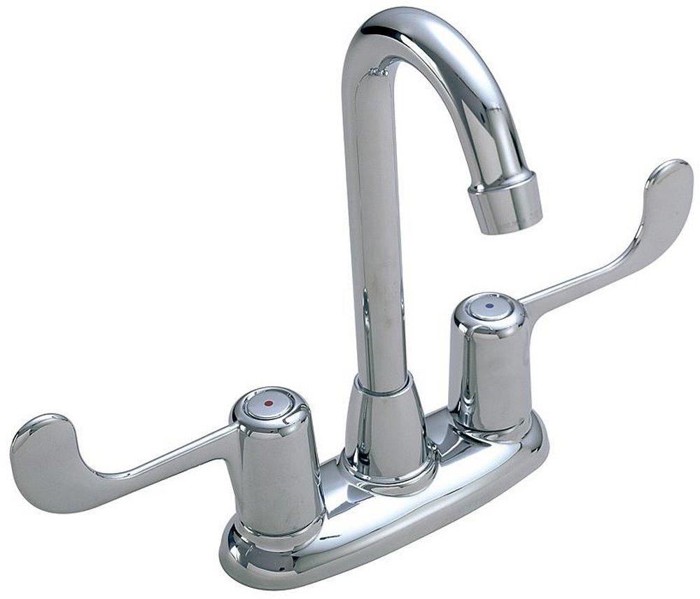 Symmons Industries Polished Chrome 1.5 gpm 3-Hole Deck Mount Bar Faucet with Double Lever Handle, 4 in. Center Size, Swivel Spout and 3-1/2 in. Reach 