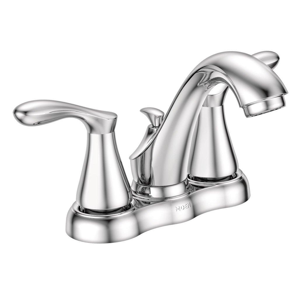 Moen Polished Chrome Bathroom Sink Faucet with Double Lever Handle 