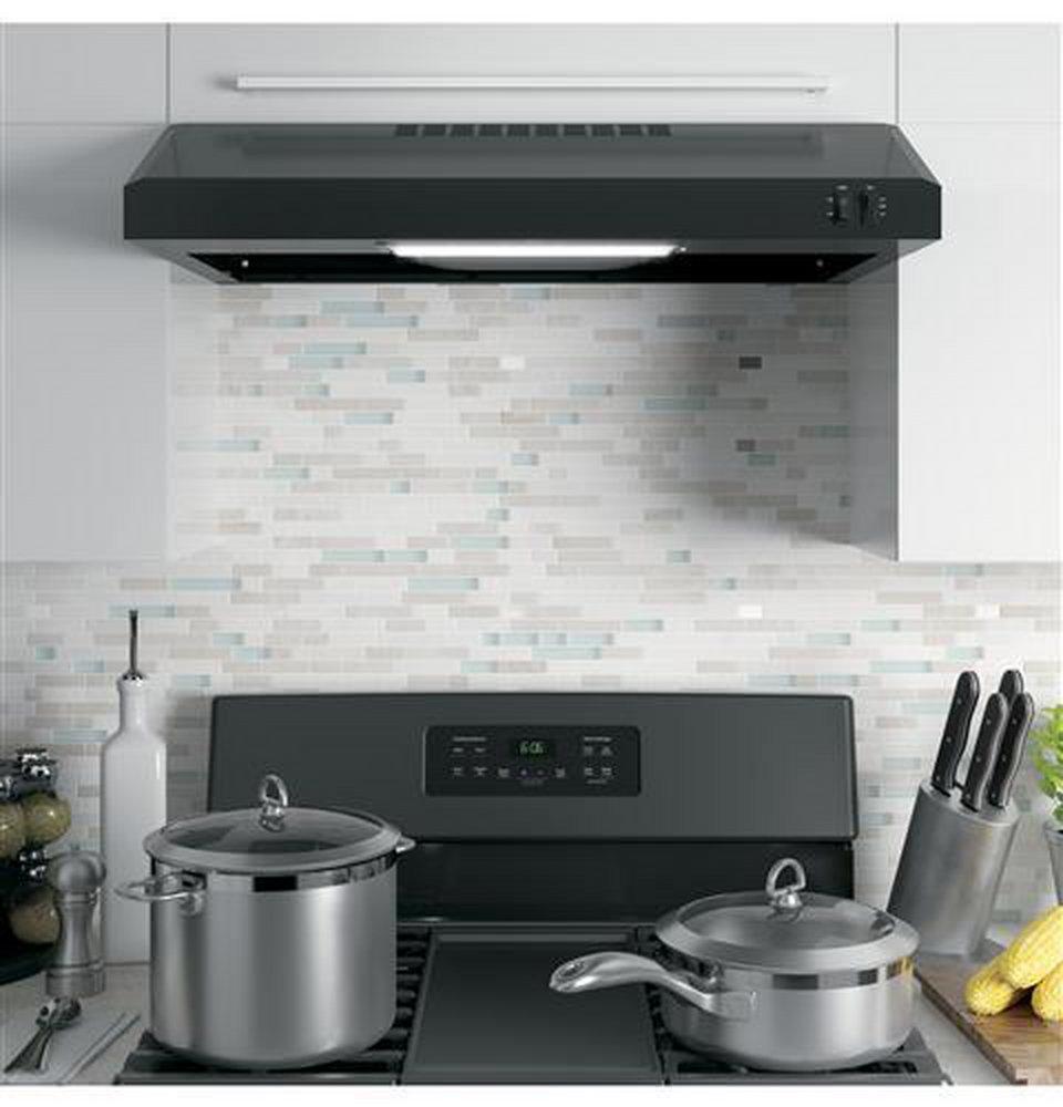 GE&reg; Black on Black 30 in. Under Cabinet Range Hood 