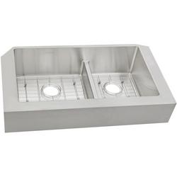 31-1/2 in. Farmhouse Stainless Steel Double Bowl Kitchen Sink in Polished Satin