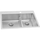 Elkay Polished Satin 33 x 22 in. Stainless Steel Double Bowl Dual Mount Kitchen Sink with Sound Dampening - Includes Bottom Grids 