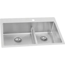 33 in. Dual Mount Stainless Steel Double Bowl Kitchen Sink in Polished Satin