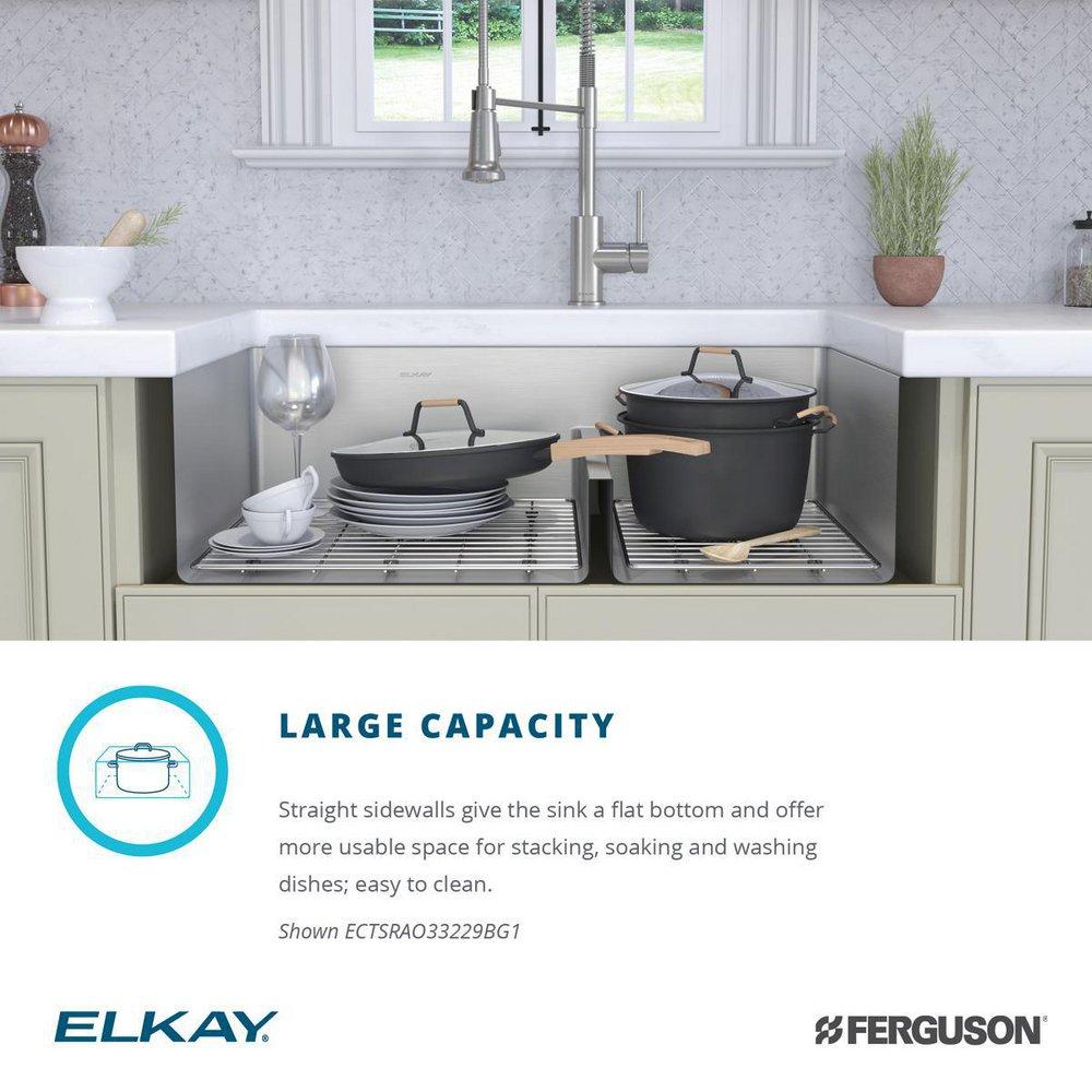 Elkay Polished Satin 33 x 22 in. Stainless Steel Double Bowl Dual Mount Kitchen Sink with Sound Dampening - Includes Bottom Grids 