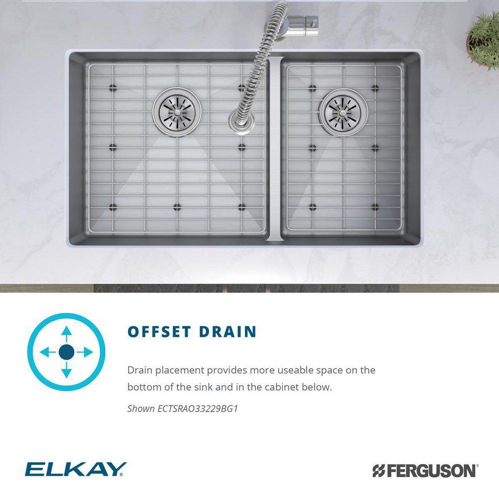 Elkay Polished Satin 33 x 22 in. Stainless Steel Double Bowl Dual Mount Kitchen Sink with Sound Dampening - Includes Bottom Grids 