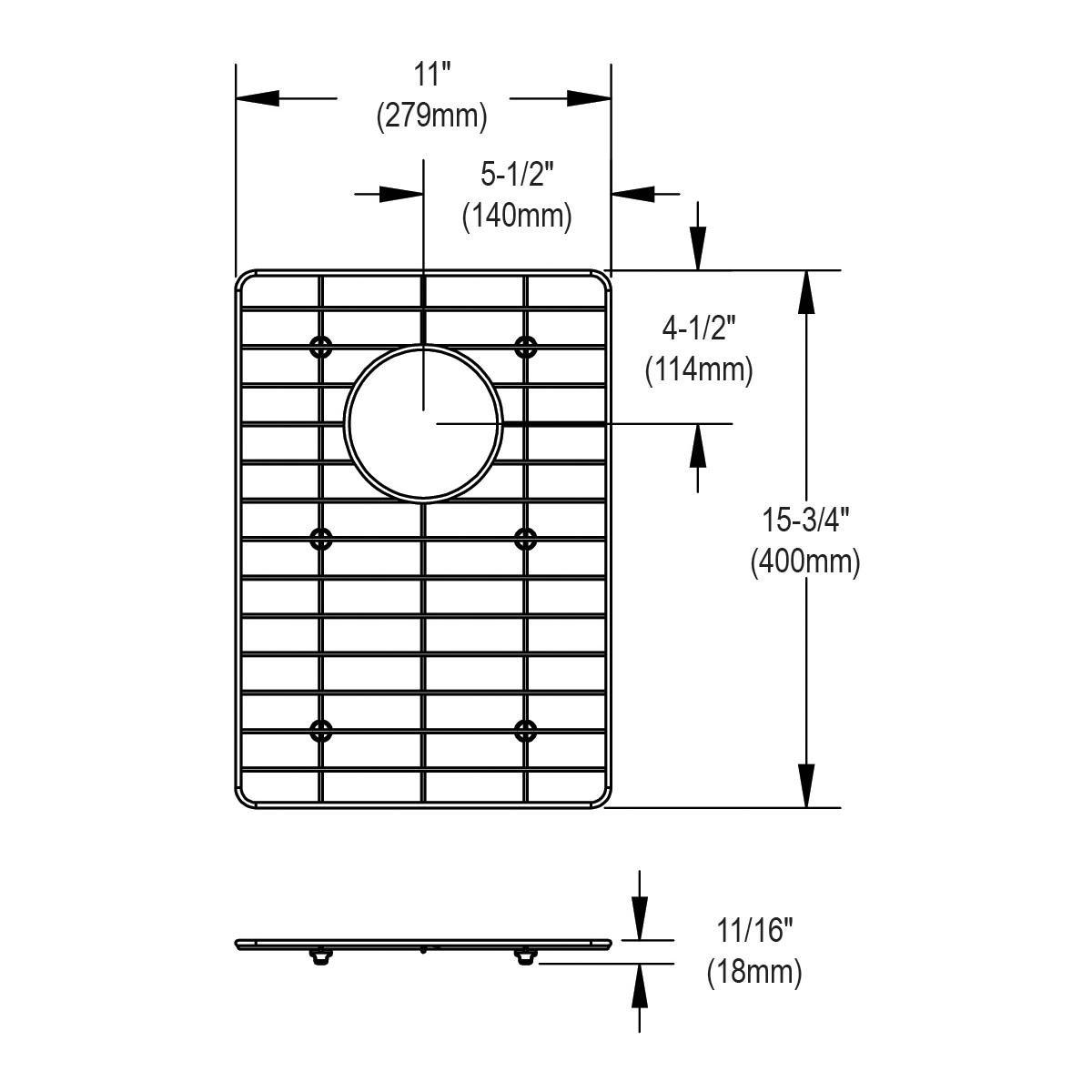 Elkay Polished Stainless Steel 11 in. Bottom Grid 