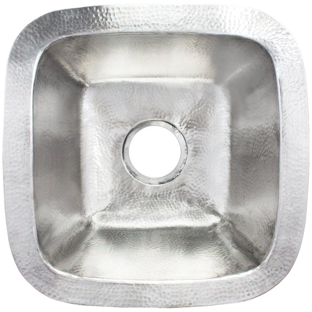 Linkasink Satin Stainless Steel 16-1/2 x 16-1/2 in. Drop-in and Undermount Hammered Copper Bar Sink 