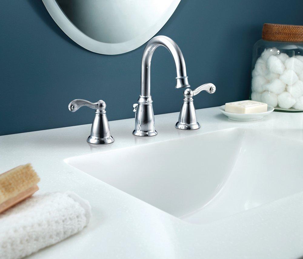 Moen Polished Chrome Two Handle Widespread Bathroom Sink Faucet 