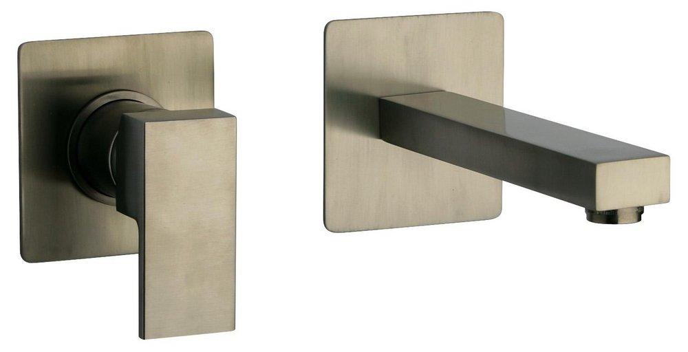 Fortis Brushed Nickel Single Handle Wall Mount Bathroom Sink Faucet Lever Handle 