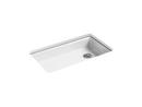 33 x 22 in. 5 Hole Cast Iron Single Bowl Undermount Kitchen Sink in White