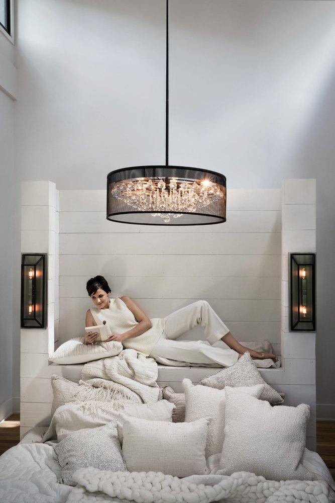 Fredrick Ramond Black 25 in. 60W 6-Light Candelabra E-12 Incandescent Pendant 